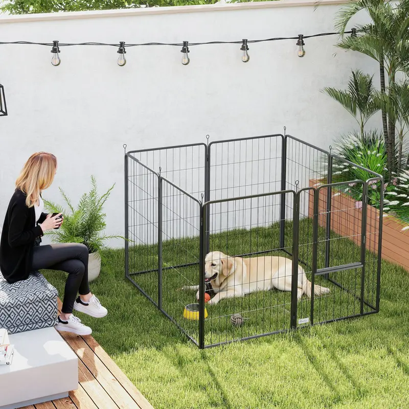 8 Panels Heavy Duty Dog Playpen with Door Indoor Outdoor, for Large Dogs, 100cm High 7