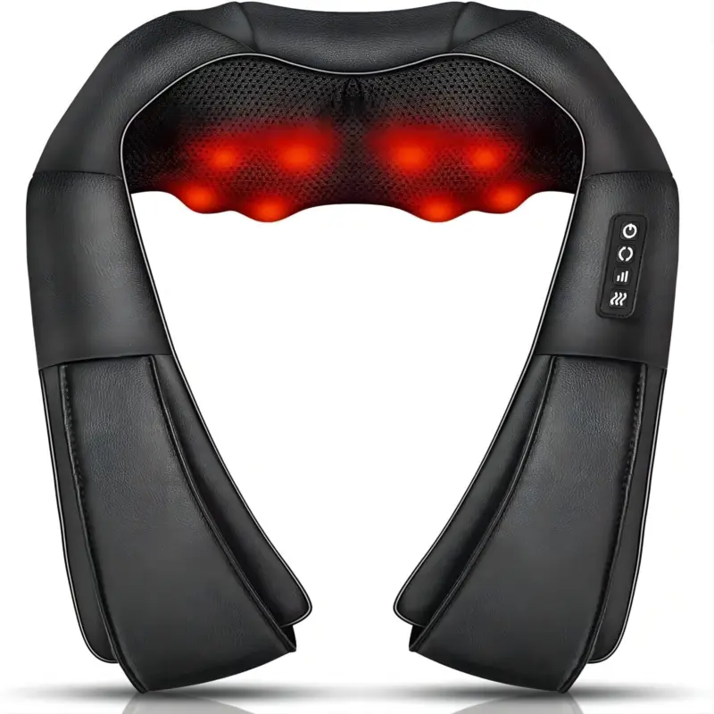 Electric Shiatsu Back Neck Shoulder Massager with Heat Kneading Body Car Home UK 1