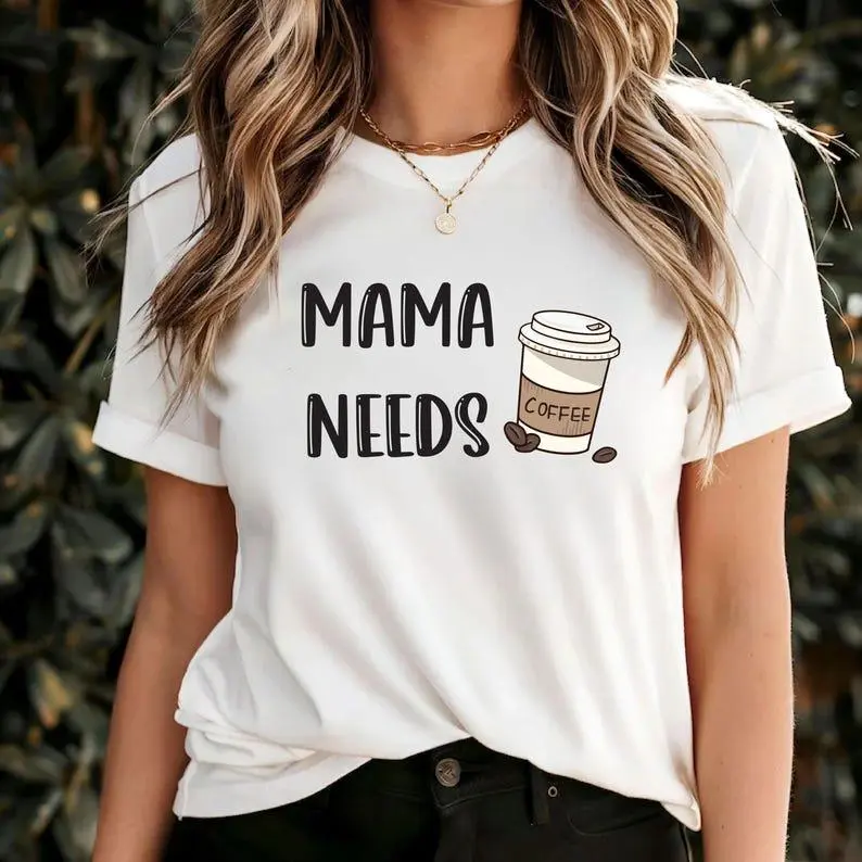 Custom MAMA T-shirt, Gift for Mum Tshirt, New Mum Shirts, Personalised Gift 2025, Mother To Be Shirt,Mama needs Coffee Gildan Heavy Cotton