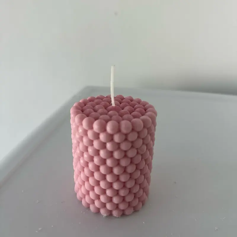 Pink Bubble Cylinder Scented Candle - Emboquet Decor Ornaments Wedding Anniversary Gift 0