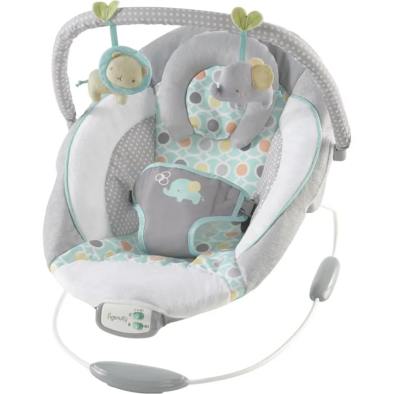 Ingenuity, Cradling Baby Bouncer Seat Flora the Unicorn, Ultra-Plush Padded Chair with Vibration and Melodies, Removable Toy Bar, Ages Newborn 8