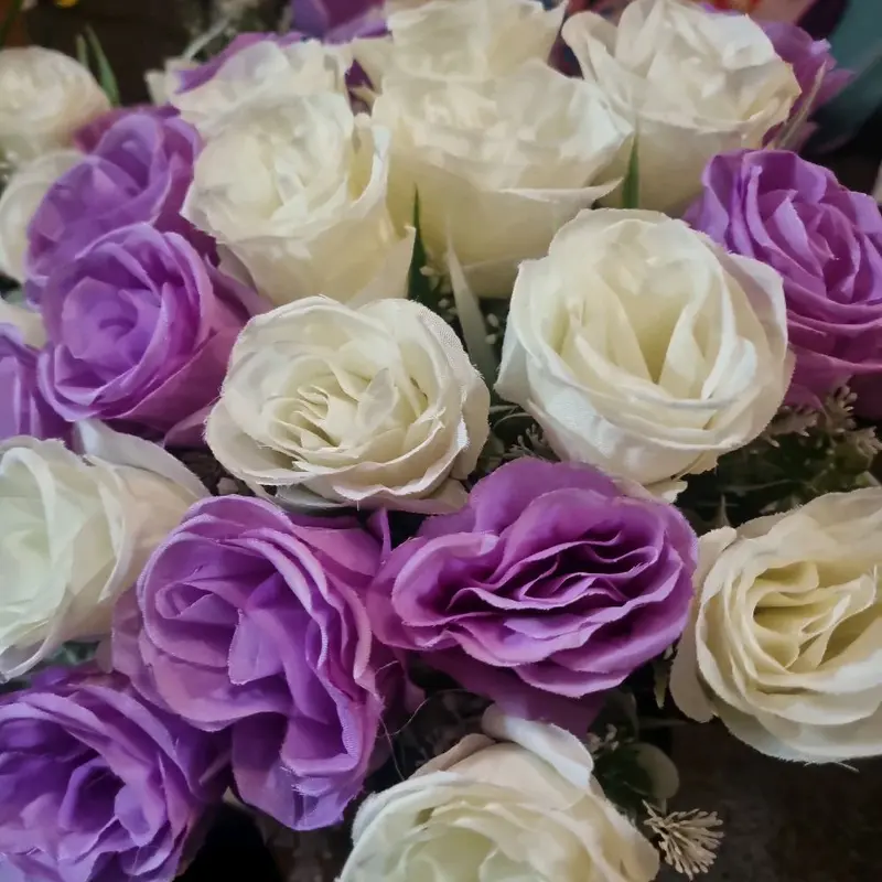 24pcs Light Purple and White Artificial Flowers Bunch - Home Decorative 1