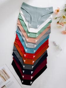 Comfortable Women's Thong Panties Pack, 7/12 Pcs Fitted Design, Plain Pattern, Moderate Fabric Thickness, Casual Style for All Seasons