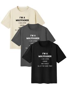 Men's Letter Print Round Neck Sports Tee, Regular Fit Casual Comfy Breathable Short Sleeve T-shirt for Daily Wear, Men's Sport & Outdoor Clothing for All Seasons