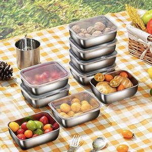 Stainless Steel Food Storage Container with Lid, 4 Counts/set Food Storage Box, Food Container for Lunch, Picnicbasket, Outdoor Camping, Outdoor Camping Supplies, Road Trip Essentials