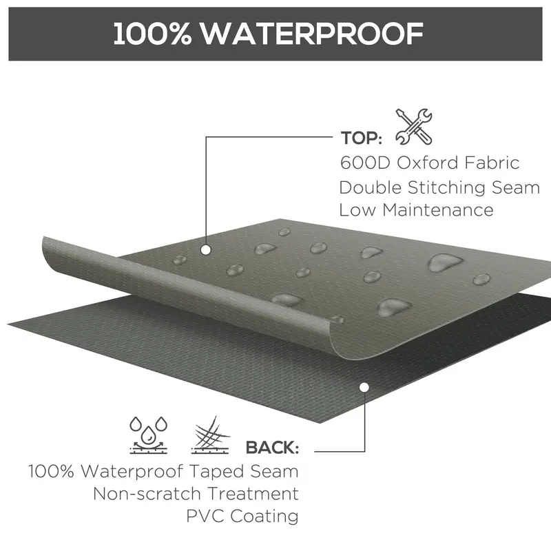 Outsunny Large Square Patio Garden Furniture Set Cover 600D Oxford Waterproof, 230 x 230 x 70cm, Grey 3