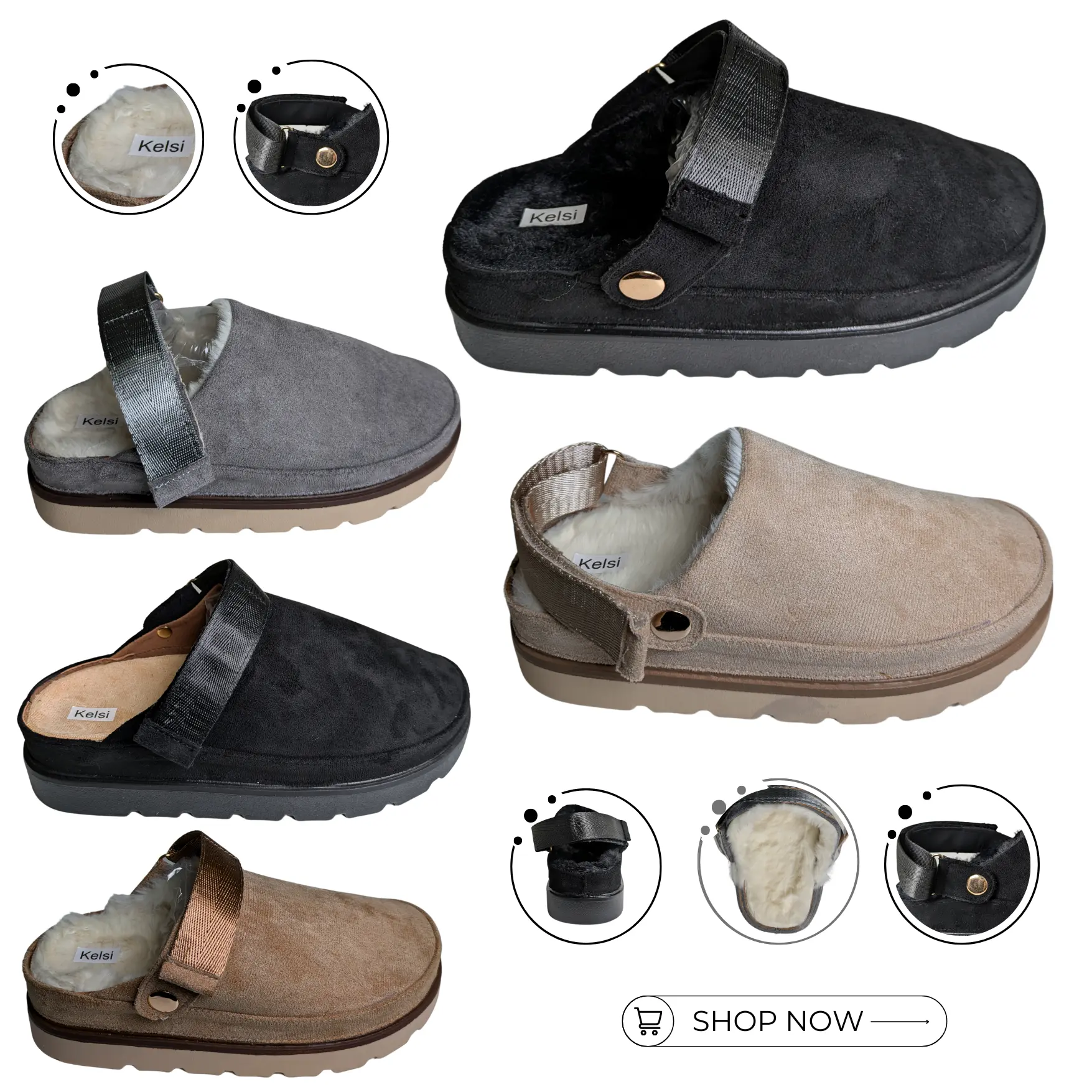 STUNNING SLIP ON STRAP BACK FAUX FUR LINED SLIPPERS BEAUTIFUL SOFT FAUX FUR INDOOR OUTDOOR SLIPPERS HOLIDAY SHOES PUMPS TRAVELING COMFORTABLE Women Girl Footwear Slide in Flipflop Beige Suede