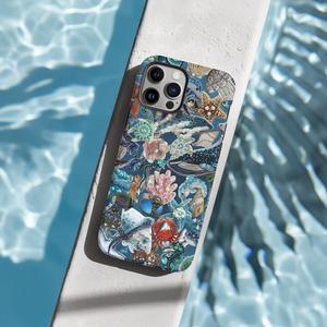 Creative Marine Life Pattern Phone Case, Decorative Phone Protector Cover, Phone Accessories Compatible with iPhone 11 12 13 14 15 16 Pro Max