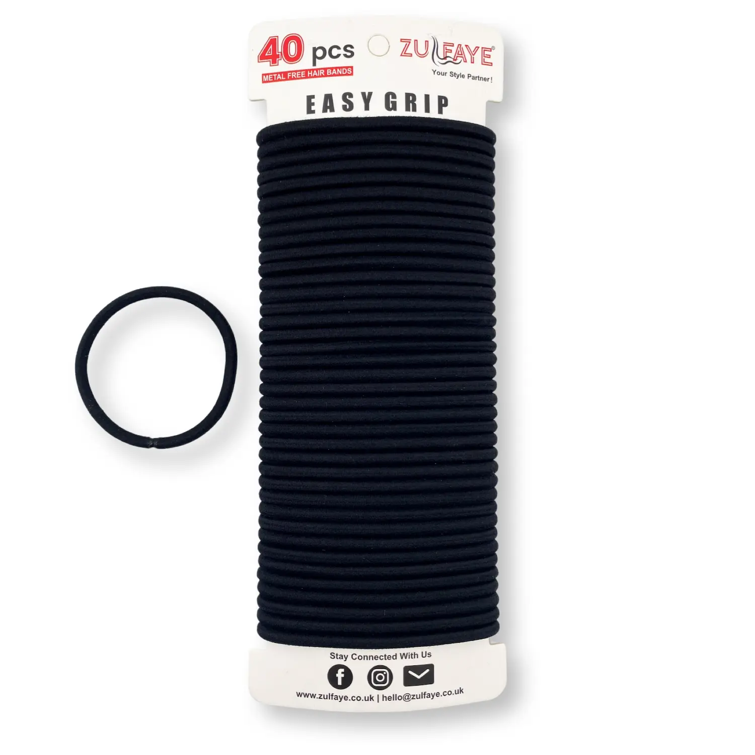 Zulfaye Hair Bobbles - Pack of 40 - Good for Thick Hair, Curly Hair, Long Hair, Kids Ponytails