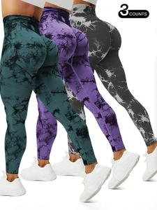 Women's Tie Dye Print Pocket High Waist Sports Leggings, Sporty Breathable Comfortable Skinny Pants for Yoga Gym Workout Running, Ladies Sportswear for All Seasons, Skinny Yoga Bottoms