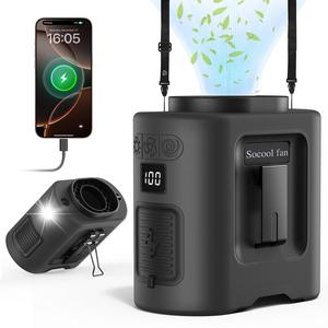 Portable Waist Fan, USB Rechargeable Personal Clip on Belt Fan, 5 Speeds & Neck Fan, Hands-Free Cooling Fans for Outdoor Jobsite Farms Fishing Travel Camping