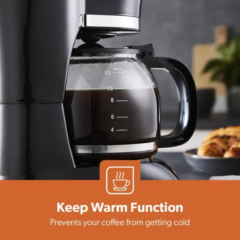 Filter Coffee Maker Machine Instant Anti-Drip 12 Cups 800W 1.5L Jug Geepas 3