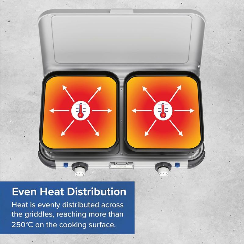 Camping Stove, 2 x 2,000 Watts power, Gas Stove with removable Grill Plates & Pot Supports, multiple Grilling and Cooking options, portable & compact 3