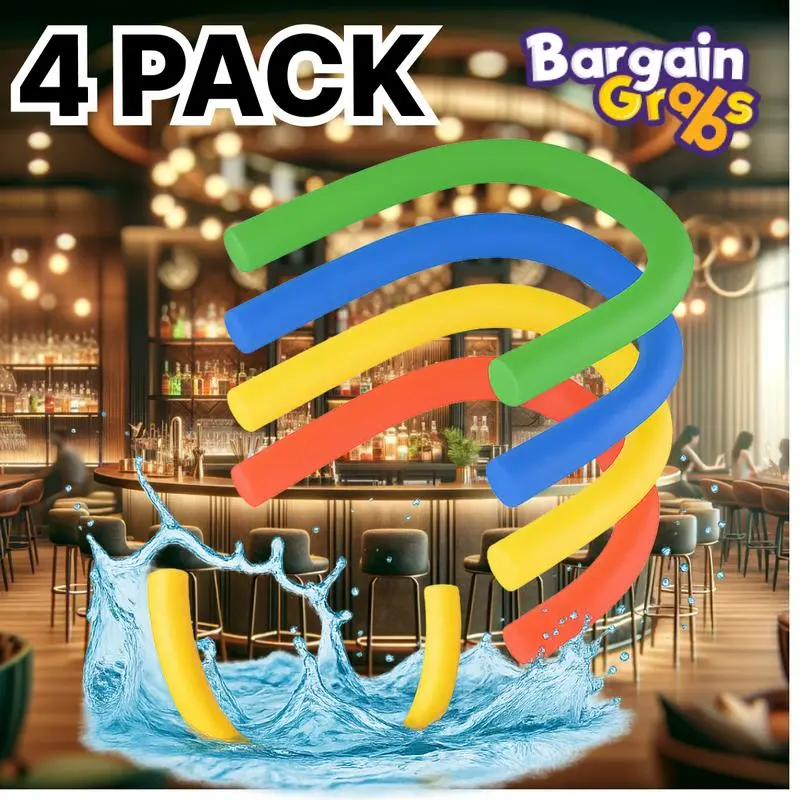4 x Pool Noodle Woggles Red, Yellow, Green & Blue Approx 150cm x 6cm – Floatation Aid, Kids Swim Training, Water Games, Summer Pool Toy 3