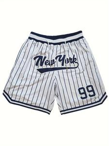 Men's Letter Embroidery Baseball Shorts, Casual Breathable Quick Drying Shorts, Sports Shorts for Outdoor Sports, Gym Clothing, Basketball Jersey Shorts, Tennis Shorts