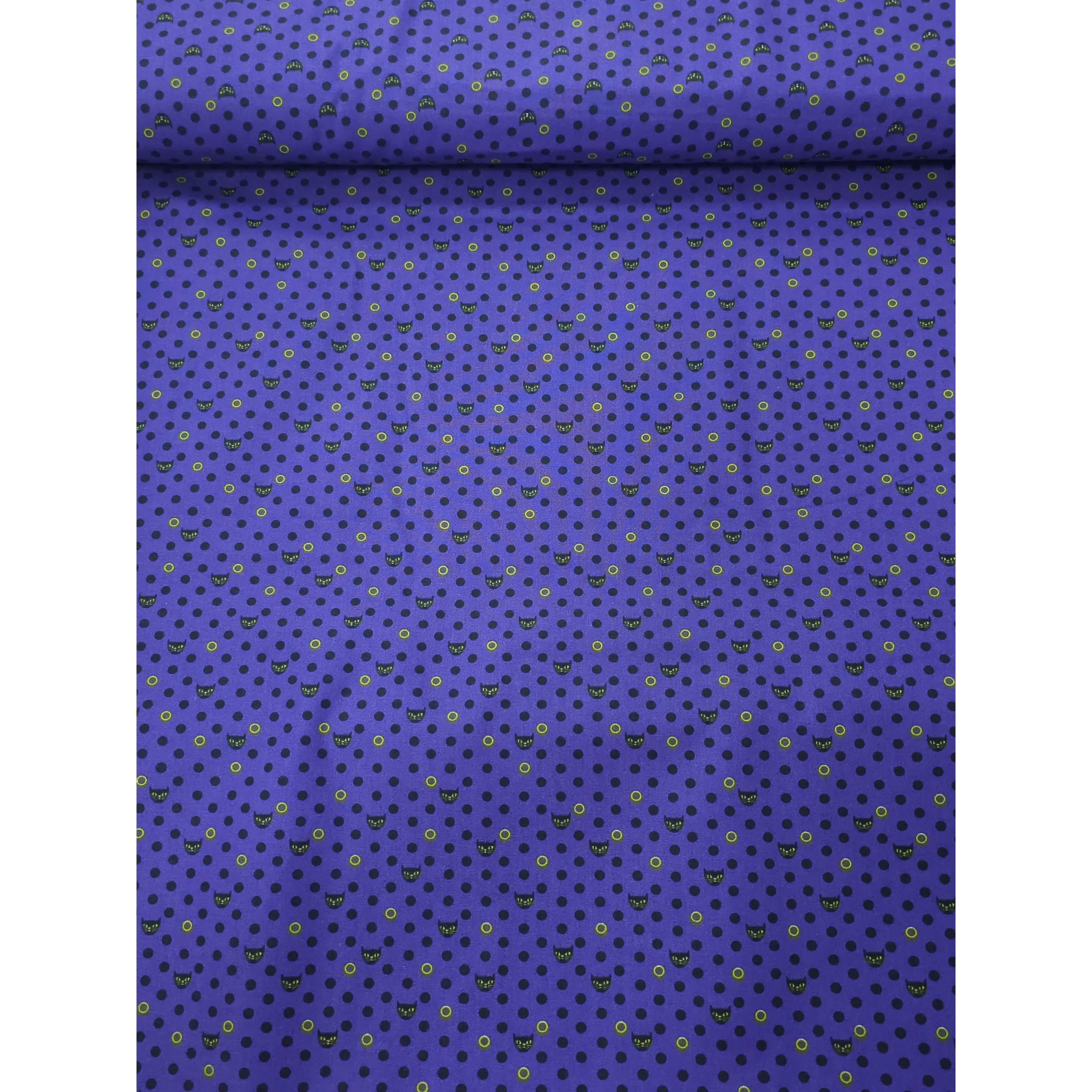 Purple/Yellow Mini Polka Cat 100% Cotton