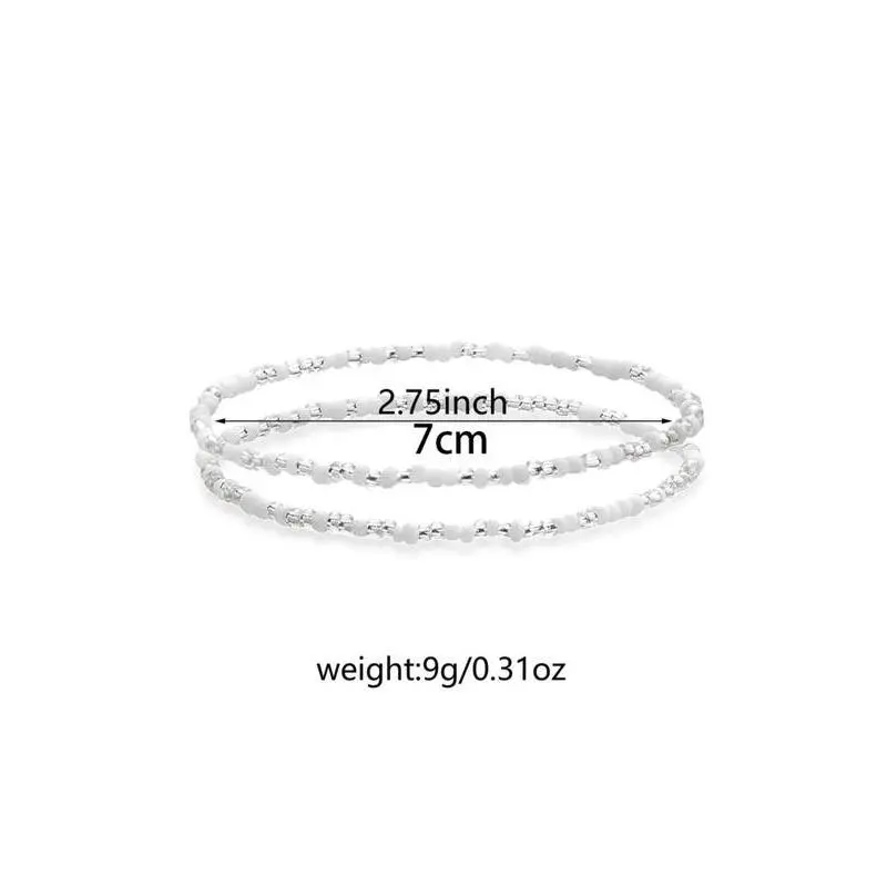 Simple Beaded Elasticity Anklet, for Women & Girls, Casual Accessories for Party, Daily Clothing Decor, Summer Outfits 2024 Jewelry for Birthday Gift 1