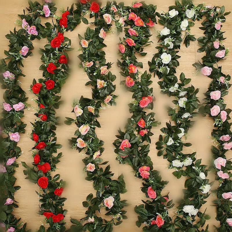 Product Introduction of 2.5m Artificial Flower Silk Rose Leaf Garland Vine Ivy Home Wedding Garden Décor 3