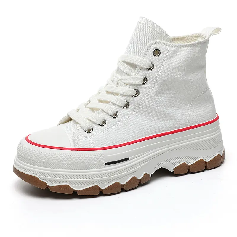Autumn New Classic Sports Loafers Breathable High Collar Canvas Shoes with Thick Sole Versatile Design