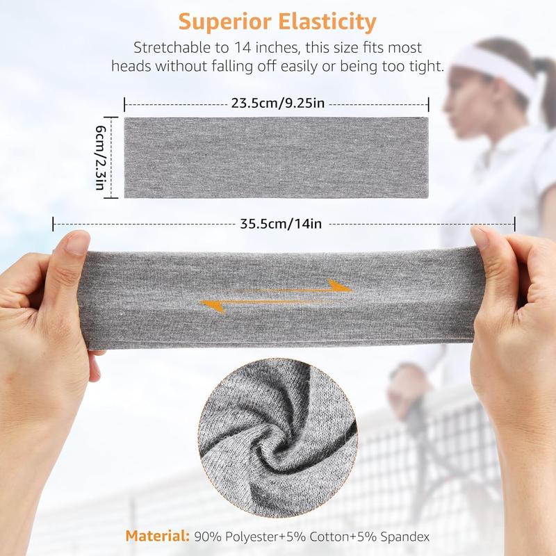 7PCS Non Slip Headbands for Women - Soft Cotton Cloth Stretchy Hair Bands for Workout Yoga Running 5