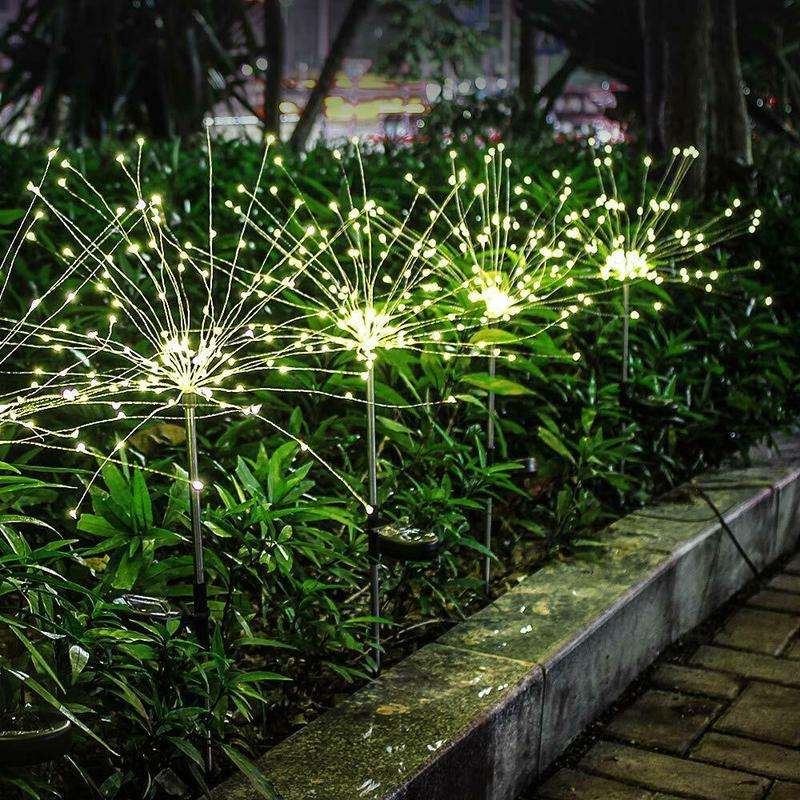 2PCS 120LED Solar Powered Firework Lamp Outdoor Stake Garden Decoration Lights 7