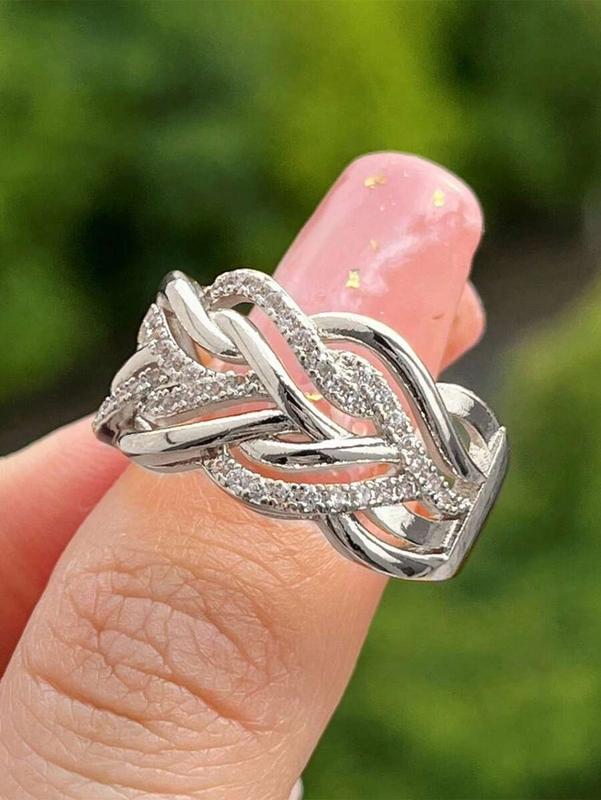 1pc Glamorous Cubic Zirconia Ring For Women For Valentine's Day Gift Wedding Jewelry,Mom,Mother,Mother's Day,Gift 4