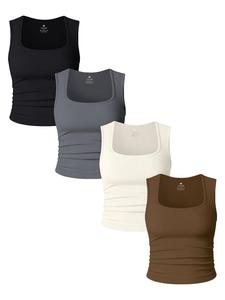 Women's Solid Color Racer Back Sports Tank Top, Athletic Top, Casual Sleeveless Round Neck Top for Daily Wear, Ladies Sportswear for All Seasons