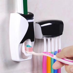 Punch-free Wall-mounted Toothbrush Holder Set, Home Bathroom Storage Space-saving Artifact, Bathroom Sink Rack, Bathroom Accessory, Creative Toothbrush Storage Rack with Toothpaste Squeezer