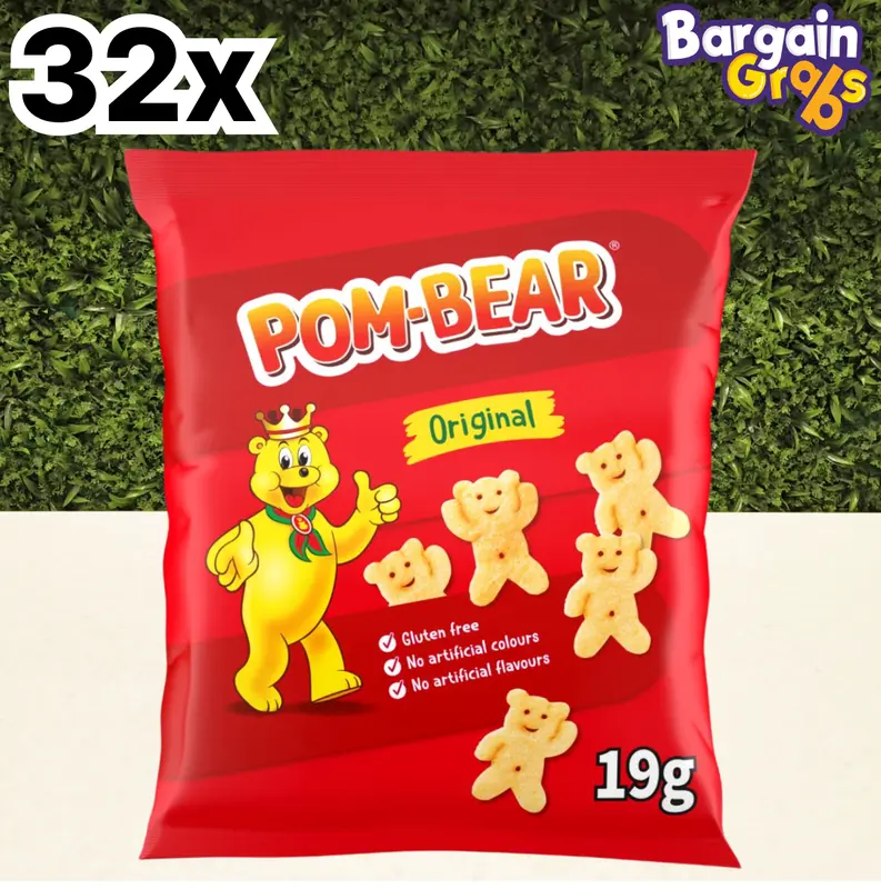 32 x 19g Pom-Bear Original Potato Snacks – Light & Crispy Bear-Shaped Fun | Best Before: 31/07/2025 1