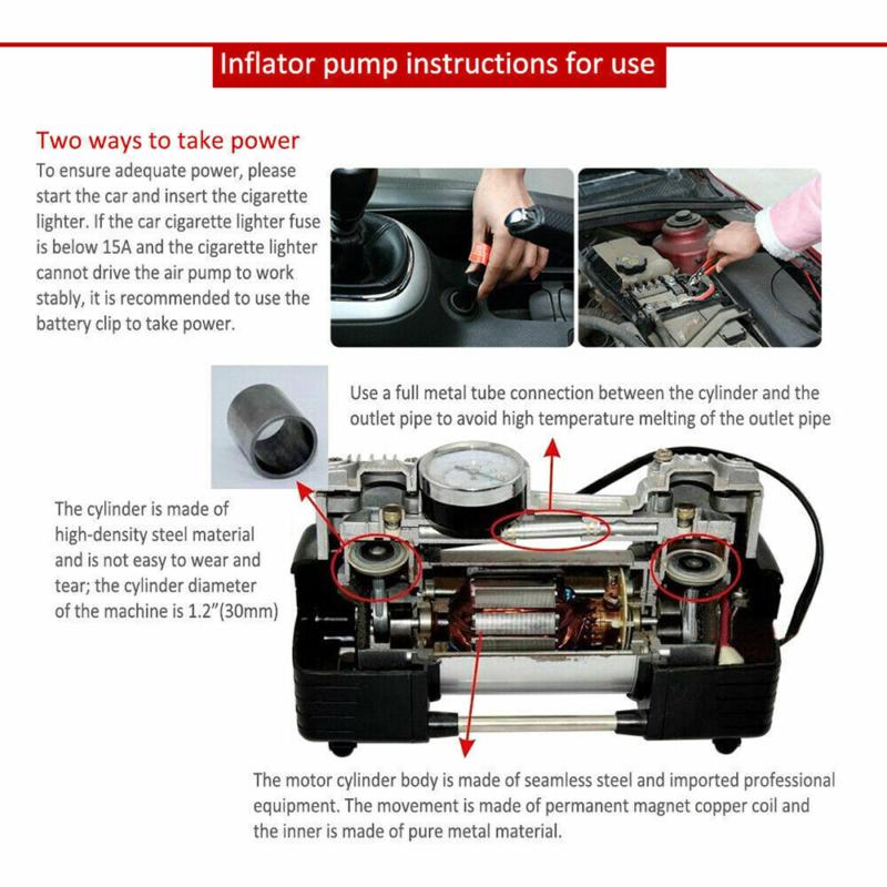 150PSI HEAVY DUTY PORTABLE 12V ELECTRIC CAR TYRE INFLATOR AIR COMPRESSOR PUMP 2