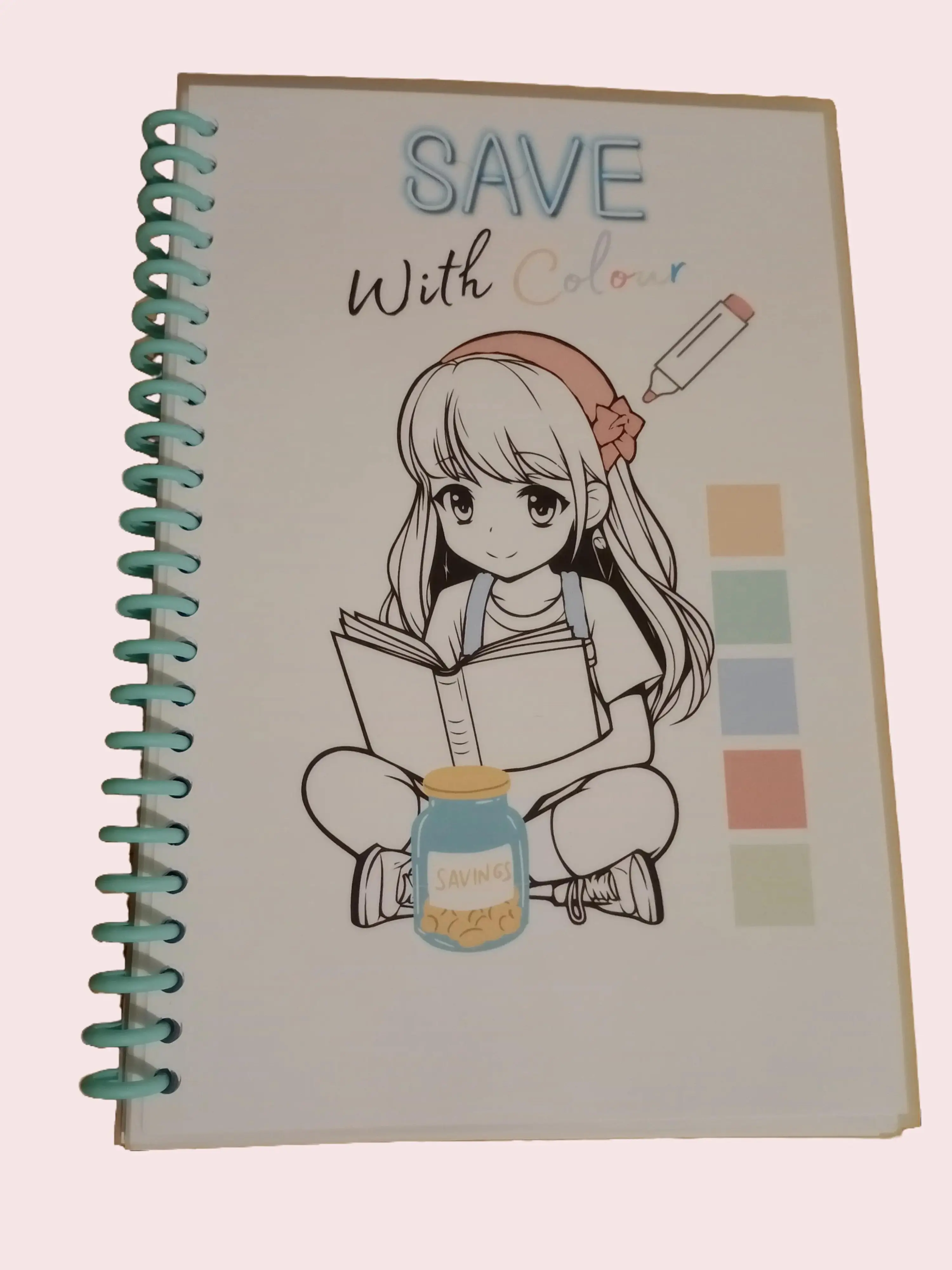Cash Stuffing Save with Colour Colouring Savings Challenge Book. Colour and Save over £800 over 26 pages to colour.
