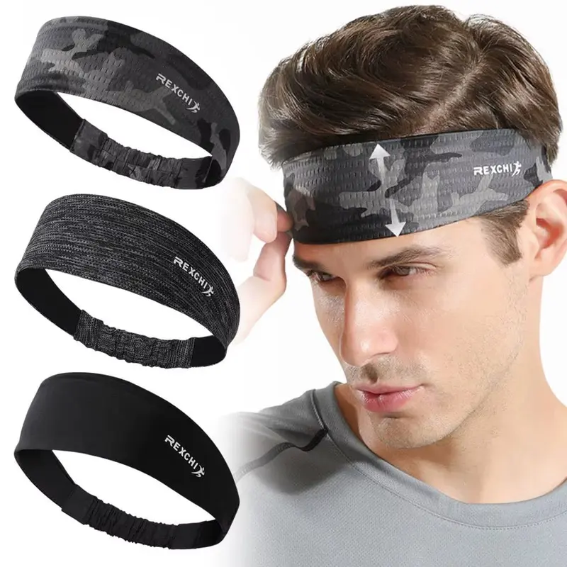 Sports Headband for Men, Outdoor Cycling, Ice Silk, Breathable Fitness, Running, Basketball, Sweat Wicking and Absorbent He Q5J6 1