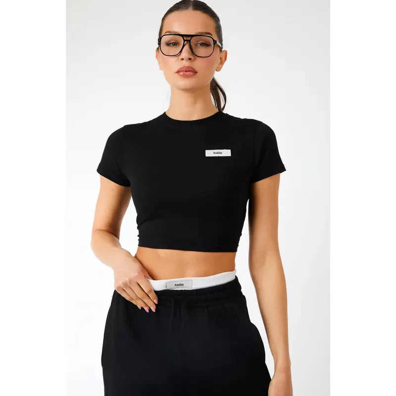 Kaiia Label Logo Baby Tee Black 1