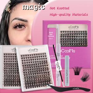 uCoolMe Lashes Magic With Ultra-Thin Band DIY Eyelash Extension Kit D Curl Volume Lash Clusters 8-18mmMIX Bond & Seal Eyelash Glue with Lash Remover Beginner Friendly Individual Lashes Waterproof and Long lasting Makeup For Girl Cosmetics Magic 088