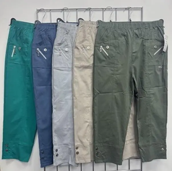 Women Cherry Berry Cropped Trousers  for Womens 3/4 Length Elasticated Waist Ladies Capri Crop Summer Travel Pants Sizes UK 10-20