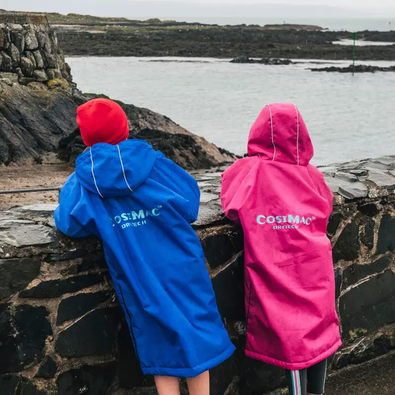 Cosimac Junior CosiRobe Flex - Blue with Grey Fleece - Super Warm Waterproof Outdoor Changing Robe for Sea Swimming Outwear Comfort Kids Coat Horse Riding Equestrian 5