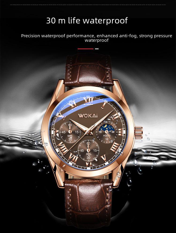 Product Introduction of Men&#039;s Leather Strap Quartz Watch Alloy Watch 6