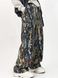 Men's All Over Print Pocket Pants, Loose Casual Comfy Wide Leg Trousers for Fall & Winter, Men's Bottoms for Daily Wear