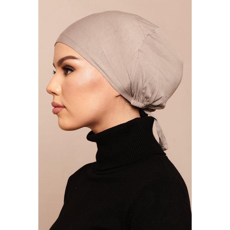 Latte Bamboo Jersey Hijab Cap 1