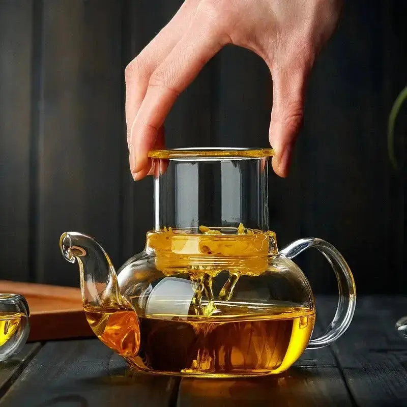 High Borosilicate Glass  Flower Teapot Set: Heat-Resistant, Filterable, 400ml/1000ml" Fruit Cup 2