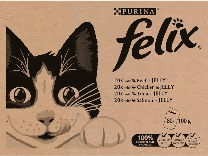 FELIX Mixed Selection in Jelly Wet Cat Food 100g x 80 Pouches – Delicious Variety of Meat and Fish Meals for Adult Cats 3