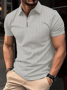 Men's Regular Fit Solid Half Zip Polo Shirt, Casual Short Sleeve Collar Top for Daily Outdoor Wear, National Day Clothing, Fashion Men's Clothes for All Seasons