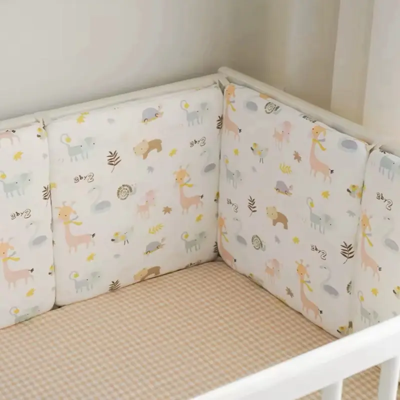 Beige animal print baby cot bumper 3
