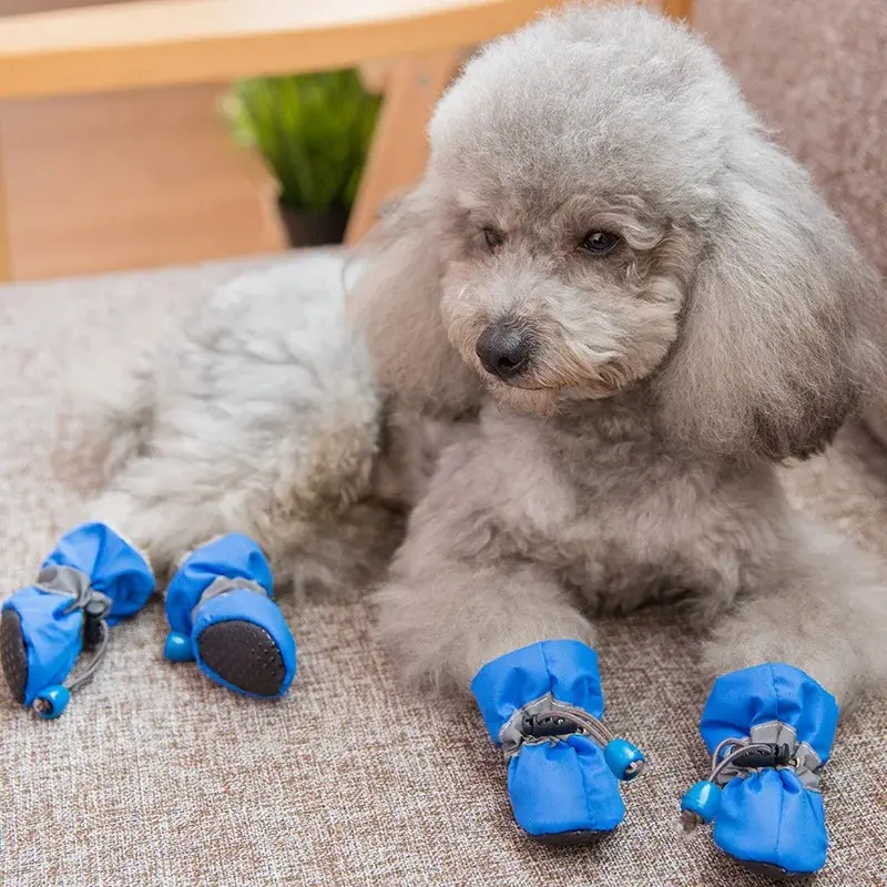 4pcs/set Waterproof Pet Dog Shoes Anti-slip Rain Boots Footwear for Small Cats Dogs Puppy Dog Pet Booties Pet Paw Accessories 1