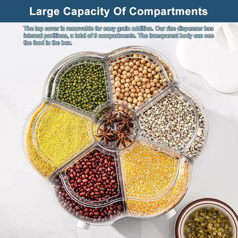 Rotatable Food Sealed Storage Container Grain Box Cereal Dispenser Rice Tank UK Kitchen Lid preserving containers 4