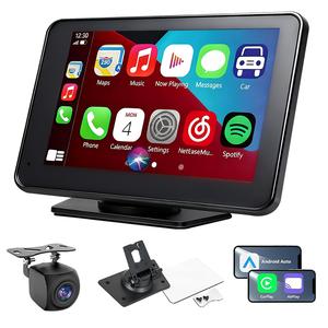 7-Inch HD Touch Screen Portable Wireless CarPlay Car Video Player: Supports GPS Navigation, Touchscreen, Mirror Link, Android Auto Compatibility, Siri/Bluetooth/FM/AUX