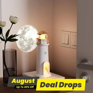 Moonlight Lighthouse Projection Ambient Light, 1 Count Creative Table Lamp, Human Motion Sensor Decorative Night Light for Room Decoration, Home Decor Lighting, Gift, Mood Decorative Lights, Nightlight for Bedroom, Moon Lamp, LED Mood Light