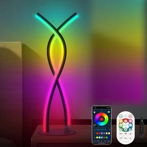 LED Spiral Design Table Lamp, USB Powered RGB Color Changing Table Lamp with 2.4G Remote Control, Music Sync Table Light, Lighting, Decorative (Remote Control without Battery), Modern, Smart, RGB Atmosphere Lights