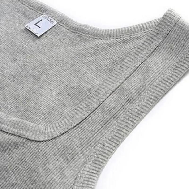 Hot Sale Summer Male clothes Women Basic Elastic tank top Pure Cotton Sleeveless Men's t-shirt Bodybuilding Fitness T-shirt Menswear Socks Gamis Bestie Operator Beige Plain 3