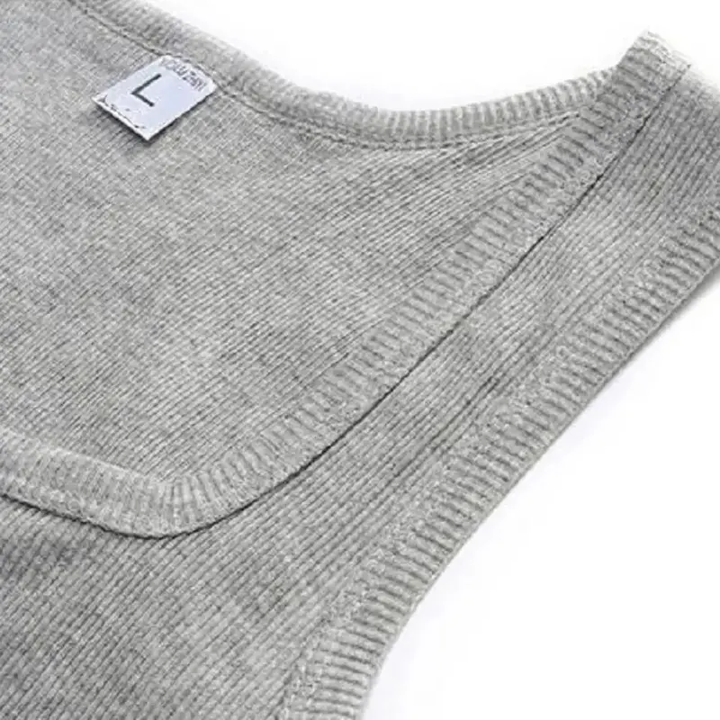 Hot Sale Summer Male clothes Women Basic Elastic tank top Pure Cotton Sleeveless Men's t-shirt Bodybuilding Fitness T-shirt Menswear Socks Gamis Bestie Operator Beige Plain 3